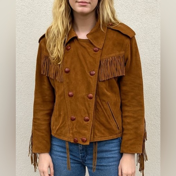 Vintage Jackets & Blazers - Vintage Mondi brown, suede fringe jacket